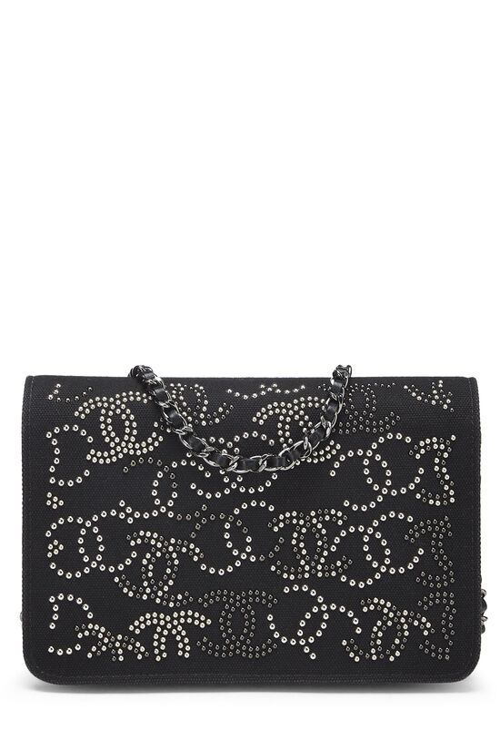 Chanel - Paris-Shanghai Black Canvas 'CC' Studded Wallet on Chain (WOC)