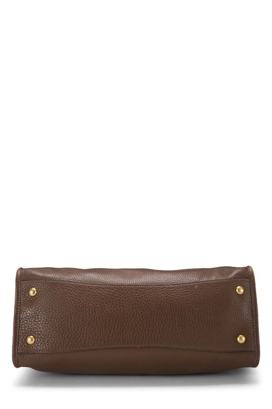 Brown Vitello Daino Convertible Zip Handbag Medium, , large image number 4