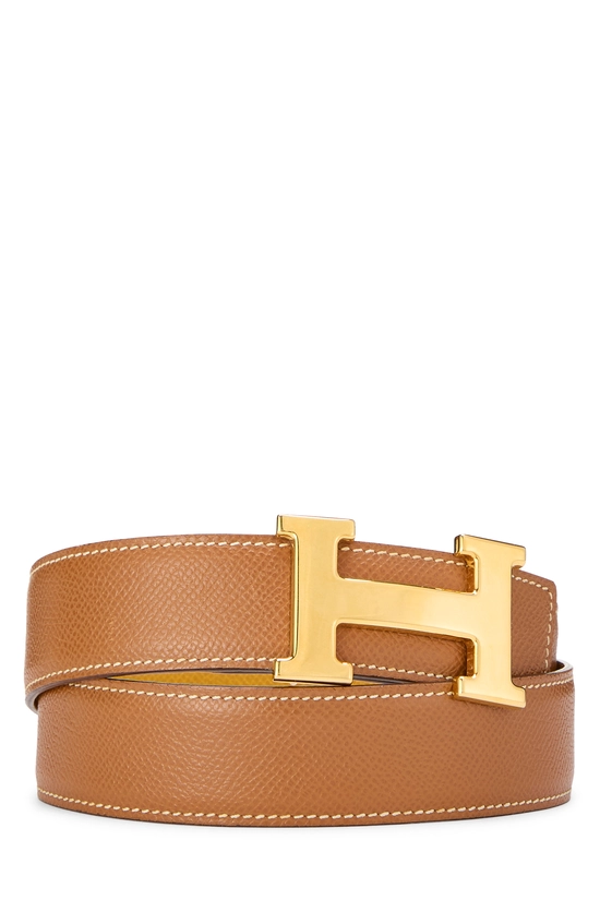 Gold Epsom Reversible Constance H Belt 75, , large image number 1