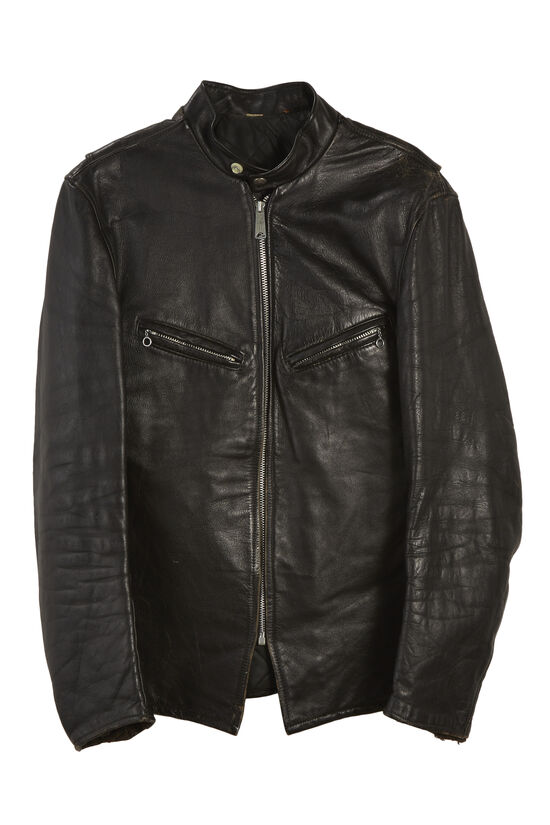 Black Leather Schott 1960s Jacket, , large image number 0