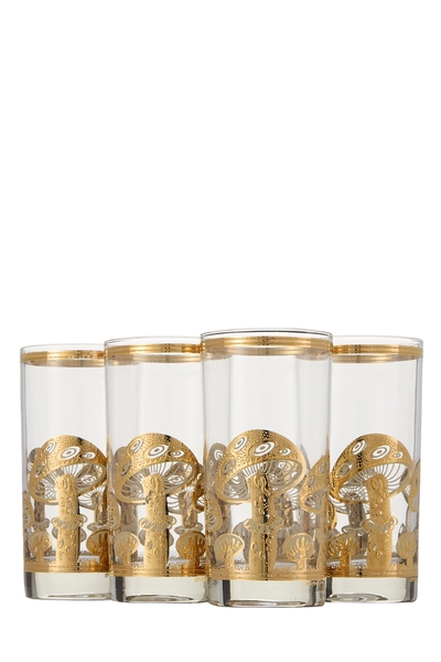 Gold 22k Gilded Mushroom Motif Glassware Set of 4
