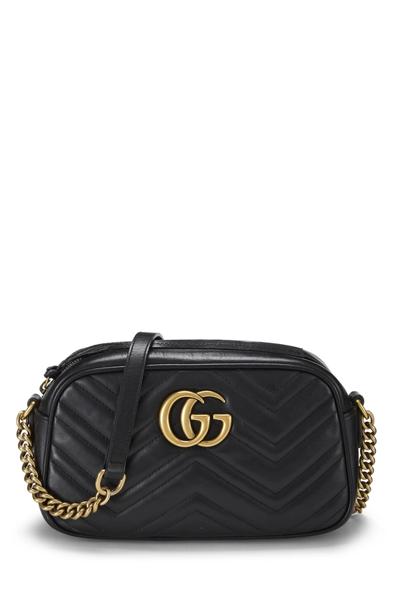 Black Leather GG Marmont Crossbody Bag Small, , large image number 0