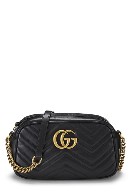 Black Leather GG Marmont Crossbody Bag Small, , large image number 0