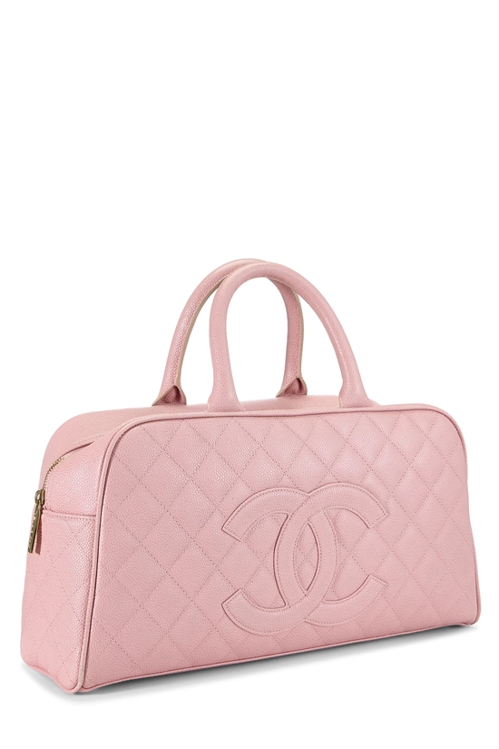 Pink Quilted Caviar Bowler Medium, , large image number 1