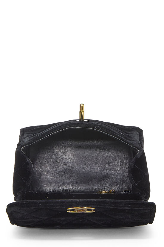Black Quilted Velvet Shoulder Bag , , large image number 7
