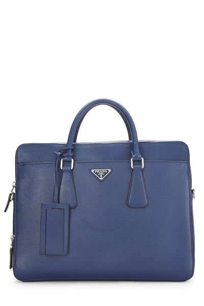 Blue Vitello Daino Briefcase