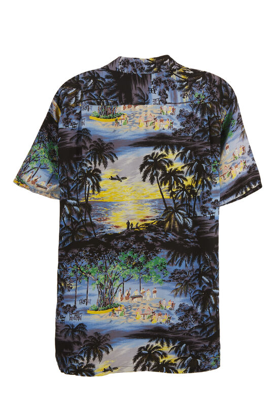 Blue Graphic Hawaiian Shirt, , large image number 1