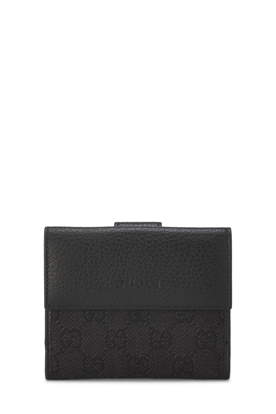 Black GG Denim Compact Wallet, , large image number 0