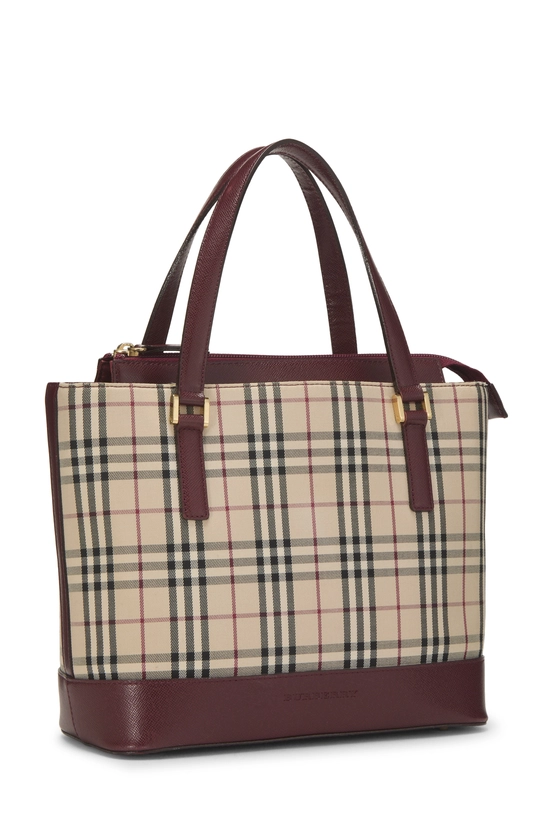 Burgundy House Check Jacquard Handbag Small, , large image number 1
