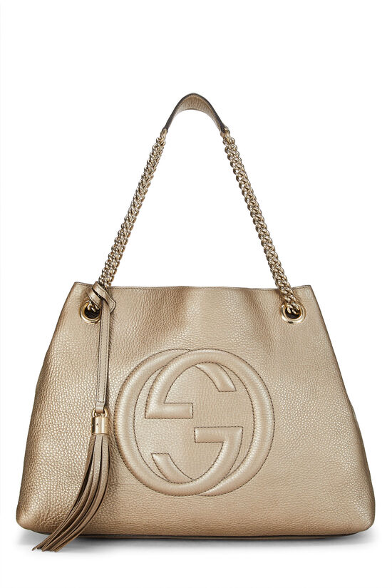 Gold Leather Soho Chain Tote, , large image number 0