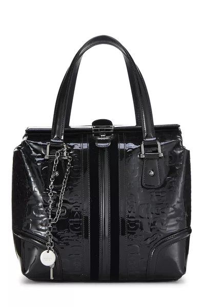 Navy Patent Leather Treasure Boston Handbag