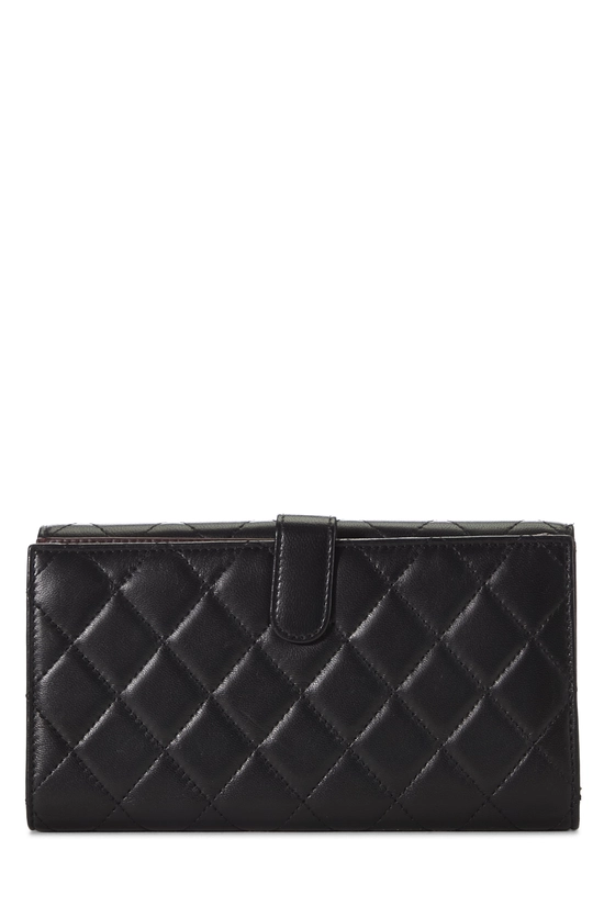 Black Lambskin Quilted Flap Wallet, , large image number 2