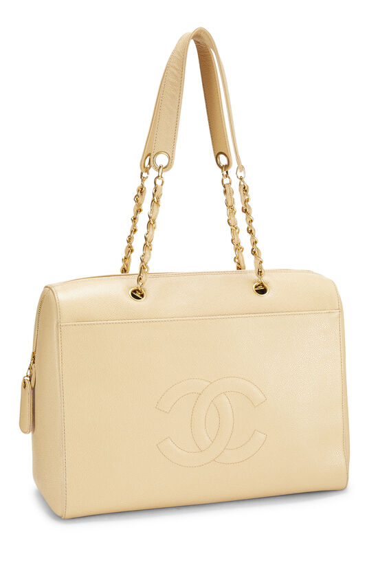 Beige Caviar Zip Tote Small, , large image number 1