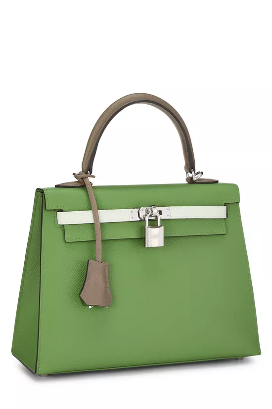 Tri-Color Vert Yucca, Vert Fizz, & Etoupe Epsom Kelly Sellier 25, , large image number 1