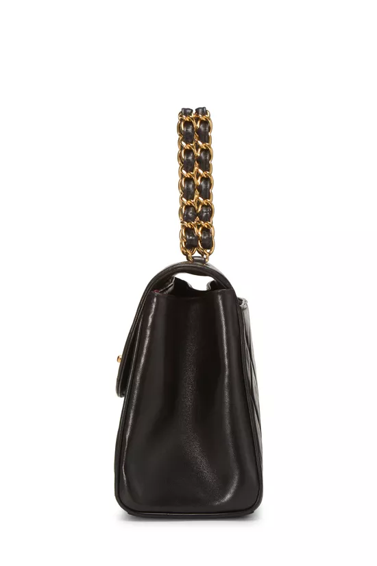 Black Quilted Lambskin Chain Handbag, , large image number 2