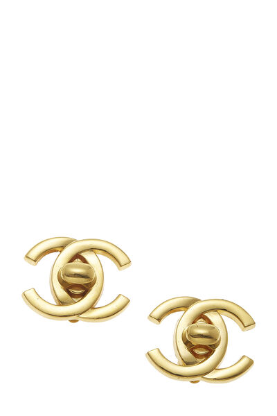 Gold 'CC' Turnlock Earrings Large