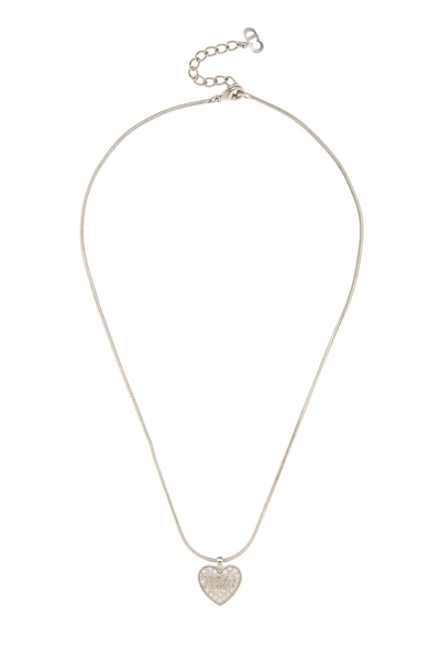 Silver Crystal Logo Heart Necklace