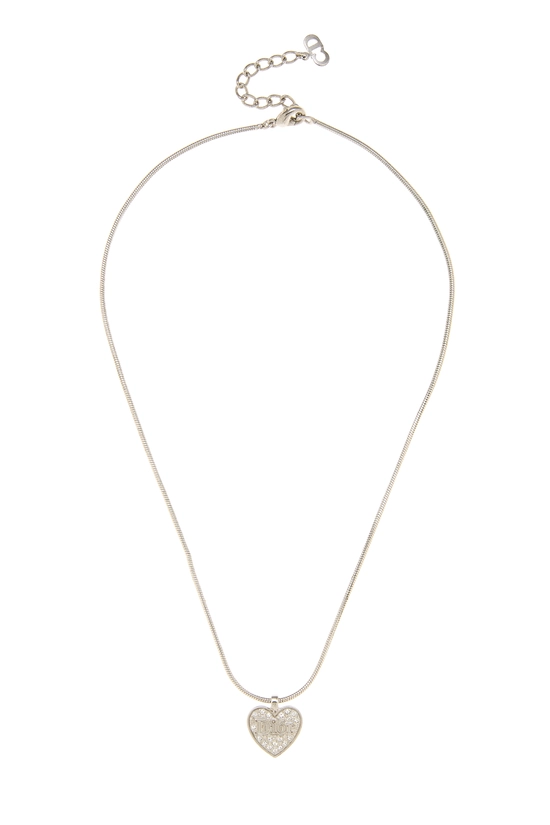 Silver Crystal Logo Heart Necklace, , large image number 0