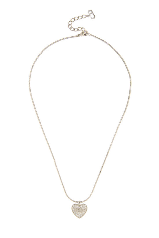 Silver Crystal Logo Heart Necklace, , large image number 0