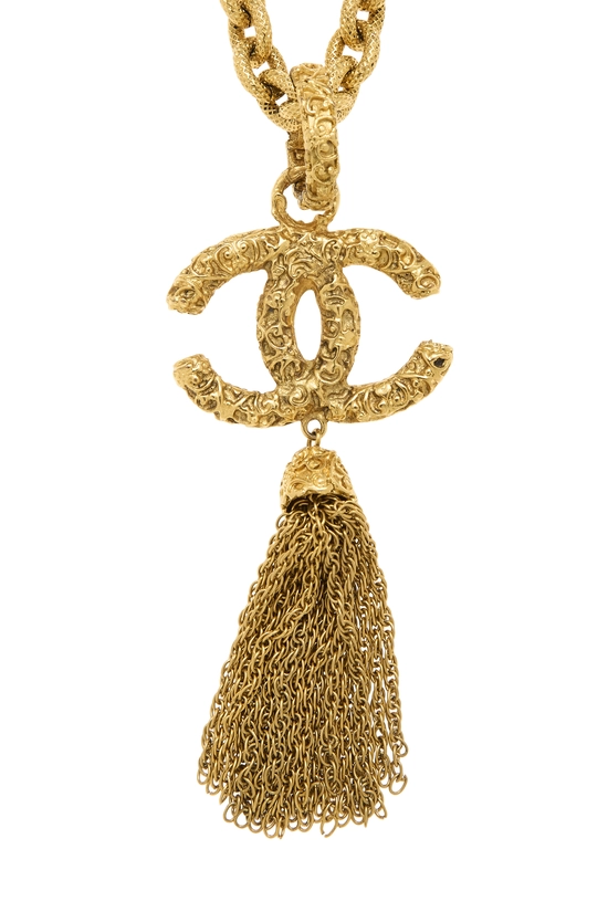 Gold Florentine Tassel Necklace, , large image number 1