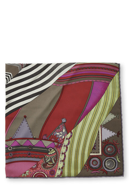 Multicolor 'Coupons Indiens' Silk Pocket Square, , large image number 1
