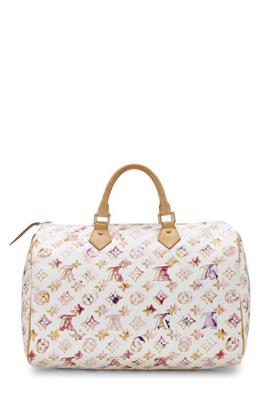 Authentic Louis Vuitton Limited Edition White Watercolor Aquarelle Speedy  30 Handbag