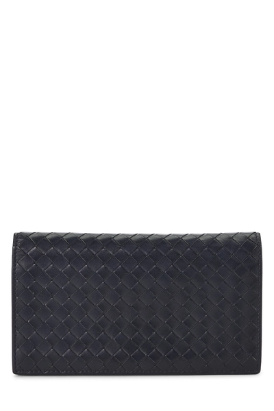 Navy Intrecciato Long Wallet