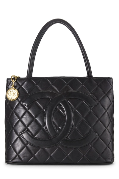 Chanel Black Quilted Lambskin Medallion Tote
