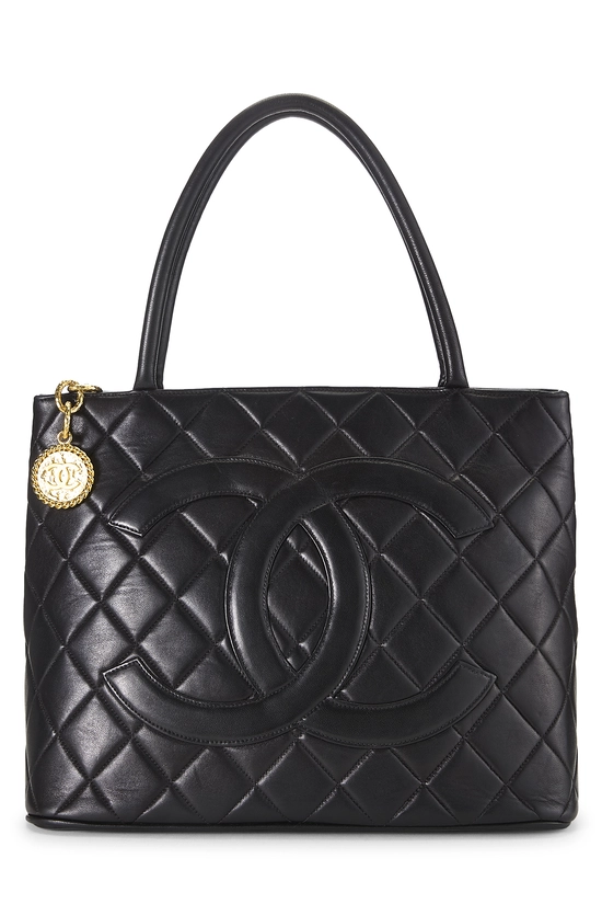 Black Quilted Lambskin Medallion Tote, , large image number 0
