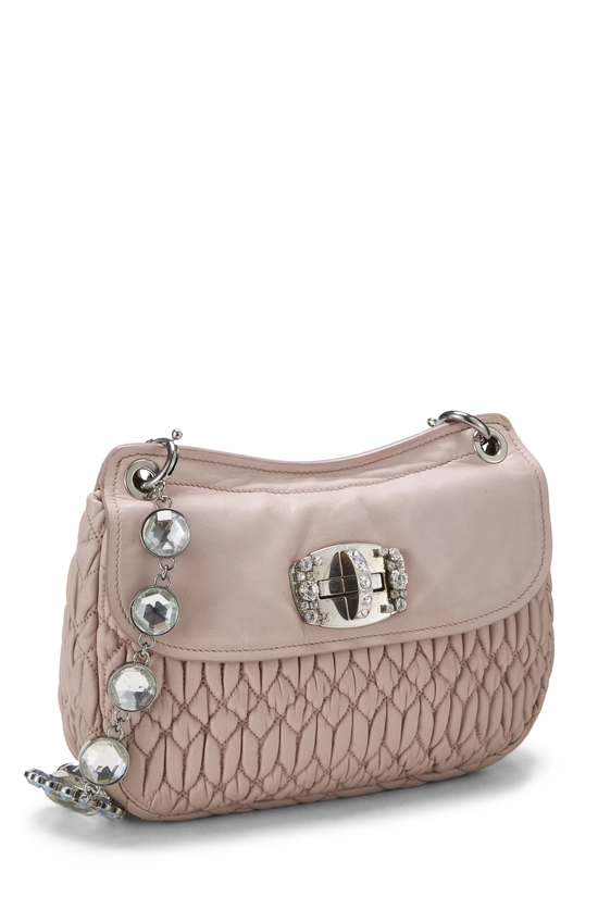 Pink Crystal Nappa Flap Shoulder Bag, , large image number 1