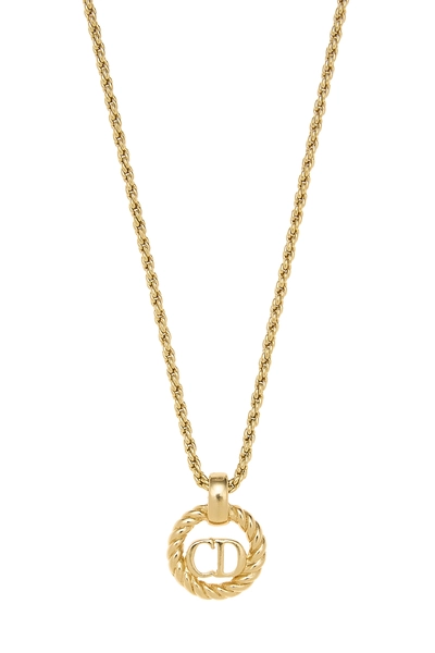 Gold Round 'CD' Necklace Small, , large