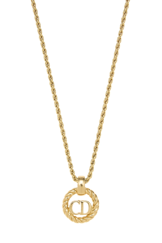 Gold Round 'CD' Necklace Small, , large image number 1