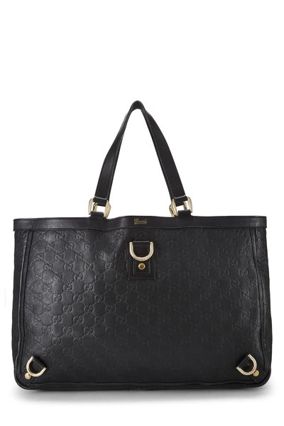 Black Guccissima D-Ring Abbey Tote Large