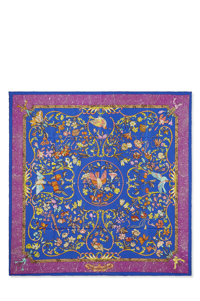 Blue & Multicolor 'Pierres d'Orient et d'Occident' Silk Scarf 90