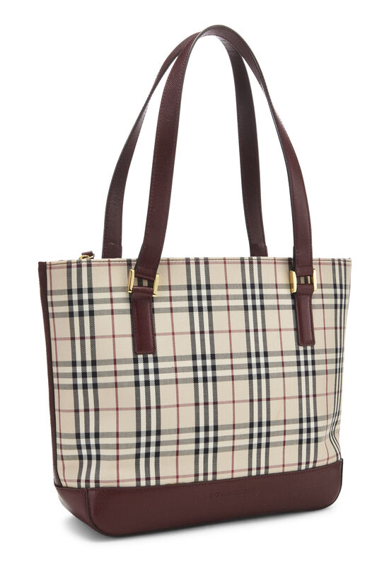 Burgundy House Check Jacquard Zip Tote Small, , large image number 2