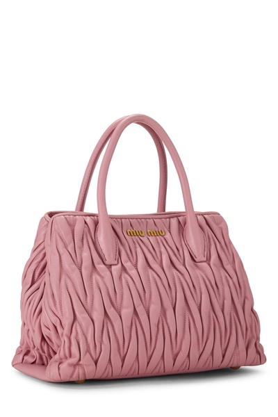 Pink Nappa Convertible Top Handle Bag Small, , large