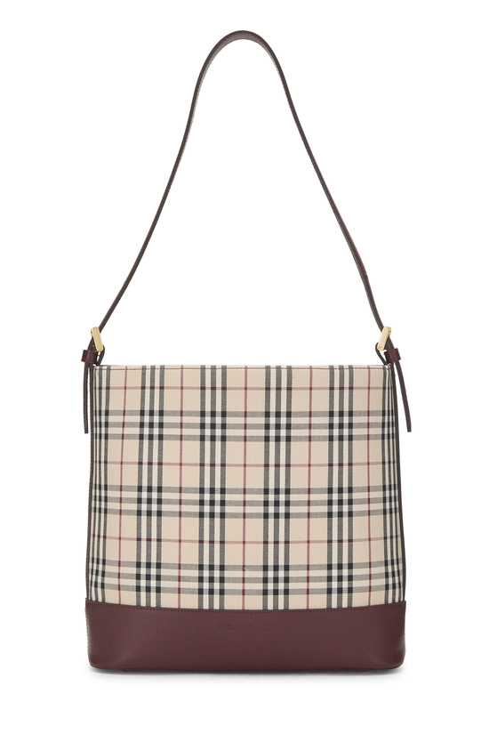 Burgundy House Check Bucket Shoulder Bag Small, , large image number 0