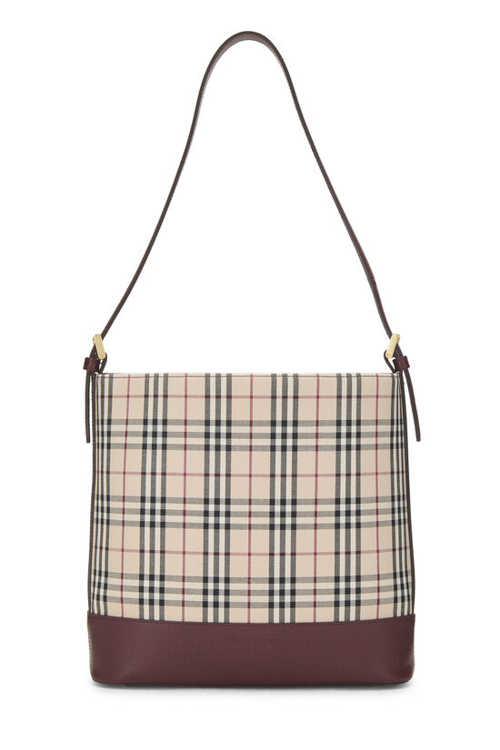 Burgundy House Check Bucket Shoulder Bag Small, , large image number 0
