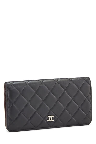 Black Quilted Lambskin Classic Long Yen Wallet, , large