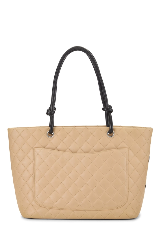 Beige Quilted Calfskin Cambon Tote Large, , large image number 3