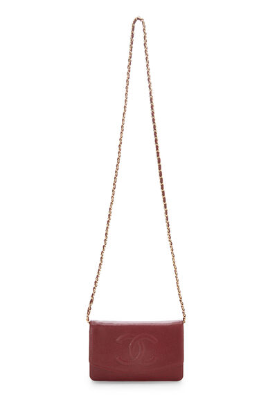 Burgundy Caviar Timeless 'CC' Wallet On Chain (WOC), , large
