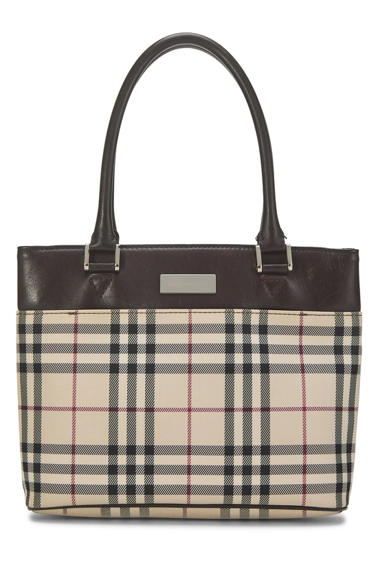 Brown House Check Jacquard Handbag Mini, , large image number 0