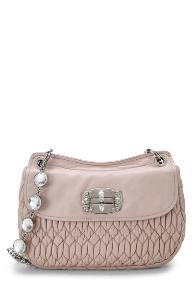 Pink Crystal Nappa Flap Shoulder Bag