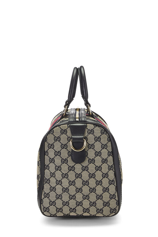 Navy Original GG Canvas Vintage Web Boston Bag Medium, , large image number 2