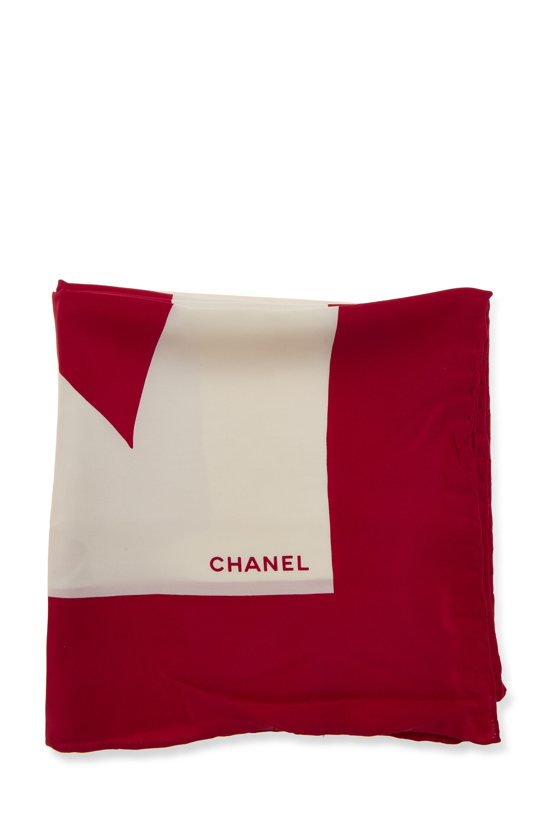 CHANEL シルクスカーフ 赤/白 リボン Chanel Scarf in Red Silk White Ribbon Pattern – Weekly Lux Drop