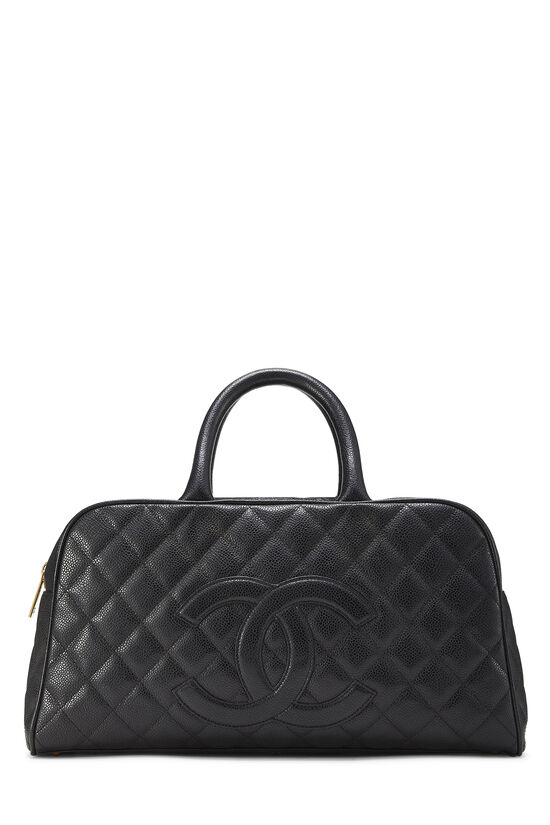 Black Quilted Caviar Bowler Large, , large image number 0