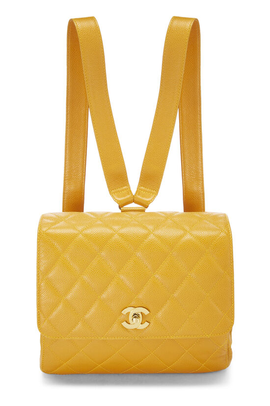 Yellow Quilted Caviar Backpack, , large image number 0