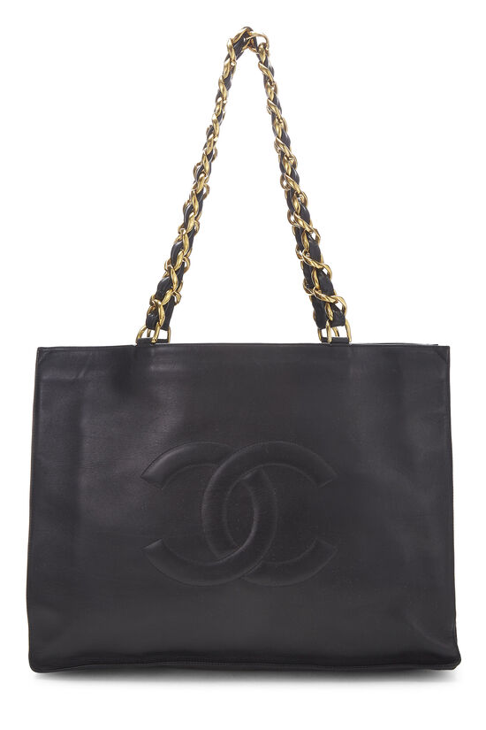 Black Lambskin Flat Chain Handle Tote, , large image number 1