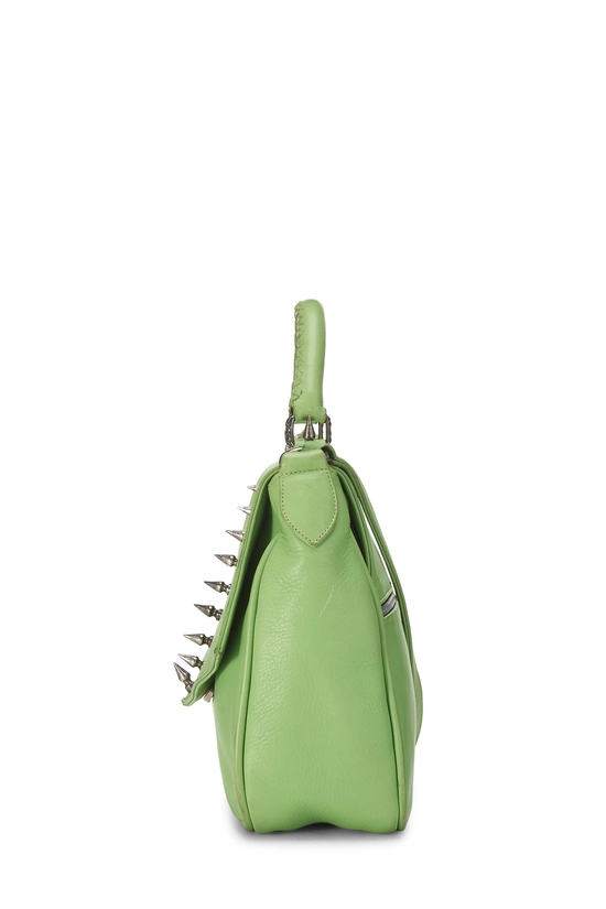 Green Leather Spike Top Handle Bag, , large image number 2