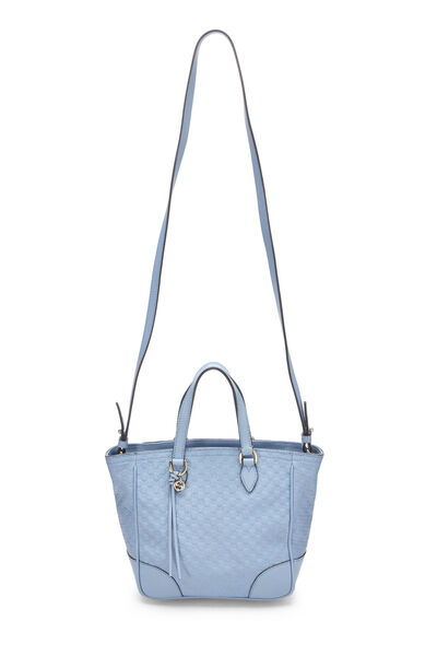 Blue Microguccissima Leather Bree Top Handle Tote Small, , large